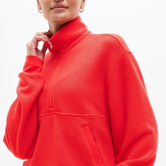 Athleta Tops - Athleta waffle Half-Zip Top - Cardinal Red, XS